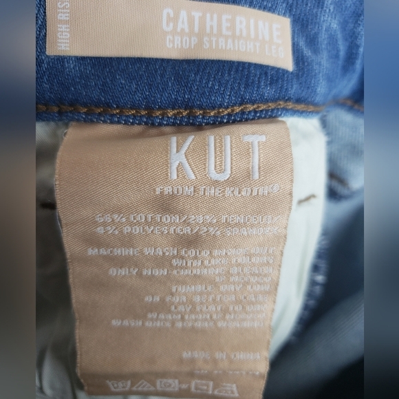 Kut From The Kloth Catherine's Crop Straight Light Blue Washed Women Jeans Sz 0 - Picture 6 of 9